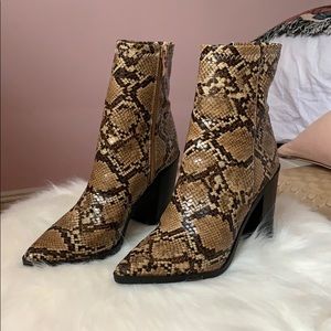 Faux snake skin heel boots